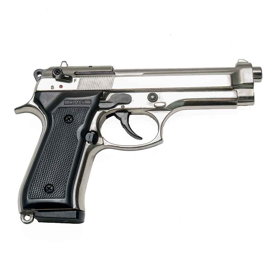 Blank-Firing Kimar Model 92 Pistol - Semi-Auto Top-Firing 9mm PAK - Chrome Finish