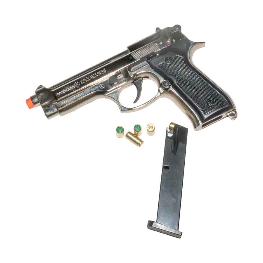 Blank-Firing Kimar Model 92 Pistol - Semi-Auto Front-Firing 9mm PAK - Nickel Finish