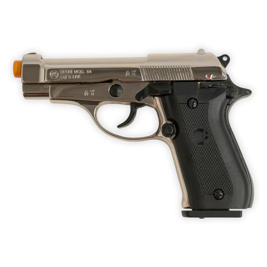 Blank-Firing Bruni Model 84 Pistol - Semi-Auto Front-Firing 9mm PAK - Nickel Finish