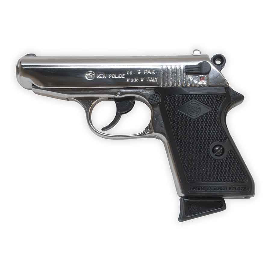 Blank-Firing Bruni Lady K Pistol - Semi-Auto Top-Firing 9mm PAK - Nickel Finish