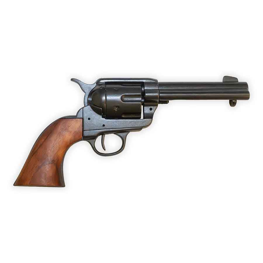 Western Peacemaker Revolver Replica – Black Finish, Wood Grips