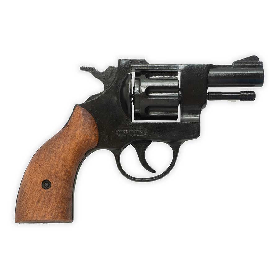 Blank-Firing Olympic 6 Revolver - Top-Firing .22 Cal Wooden Grips