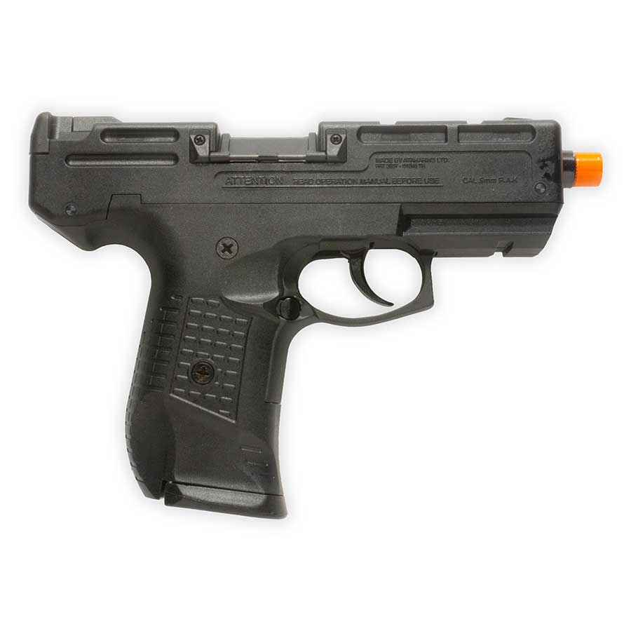 Blank-Firing ZORAKI 925 Pistol - Full-Auto Front-Firing 9mm PAK - Black Finish