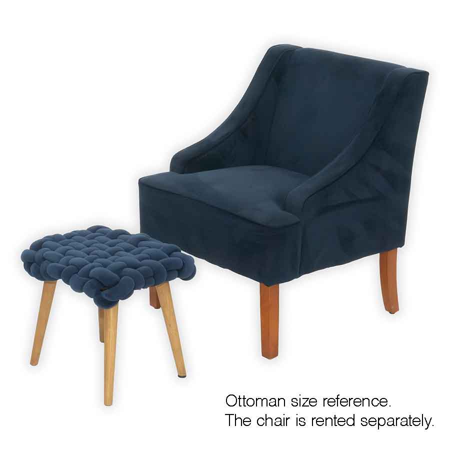 Navy Blue Velvet Ottoman Rental Prop