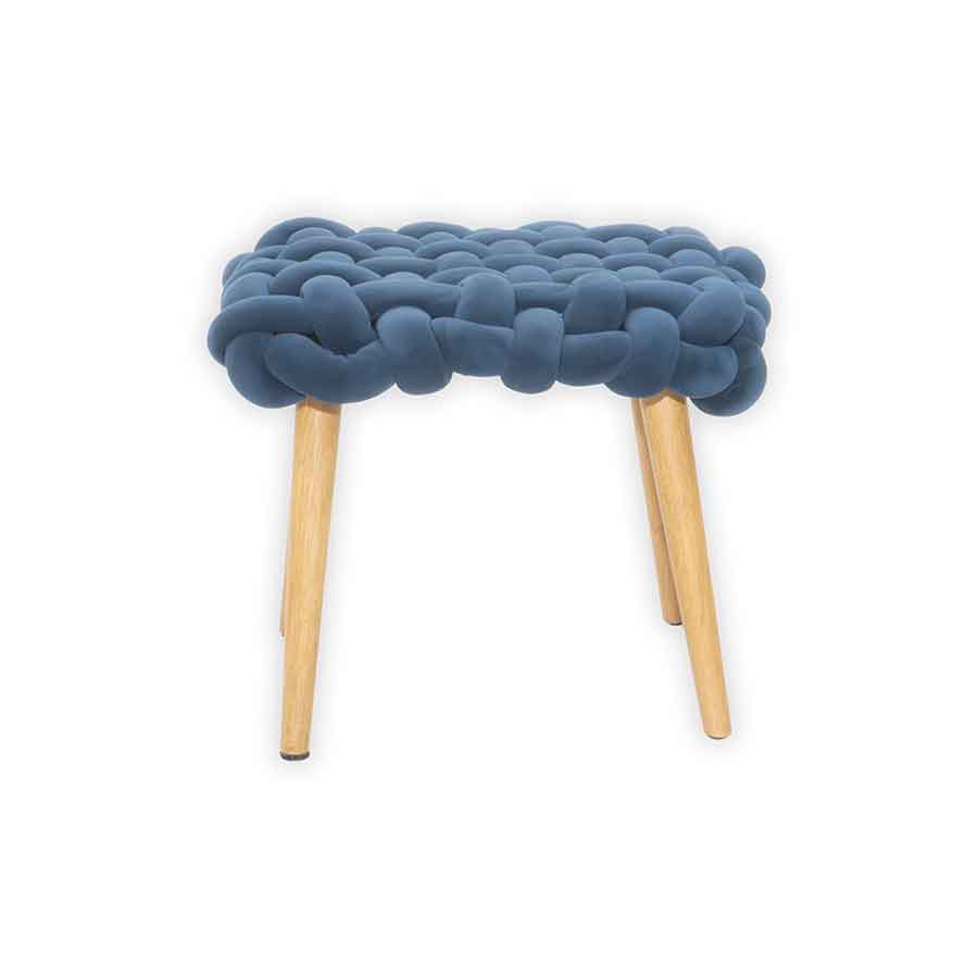 Navy Blue Velvet Ottoman Rental Prop