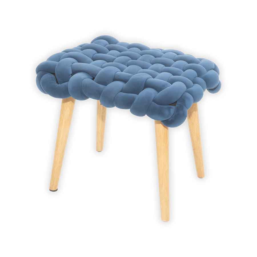 Navy Blue Velvet Ottoman Rental Prop