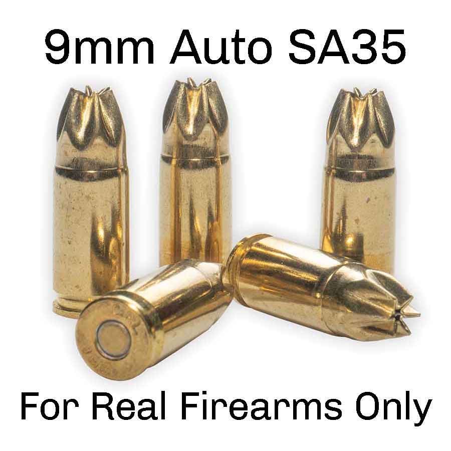 9mm Auto (9x19mm Parabellum) Brass Blank Ammunition (50 Rounds)