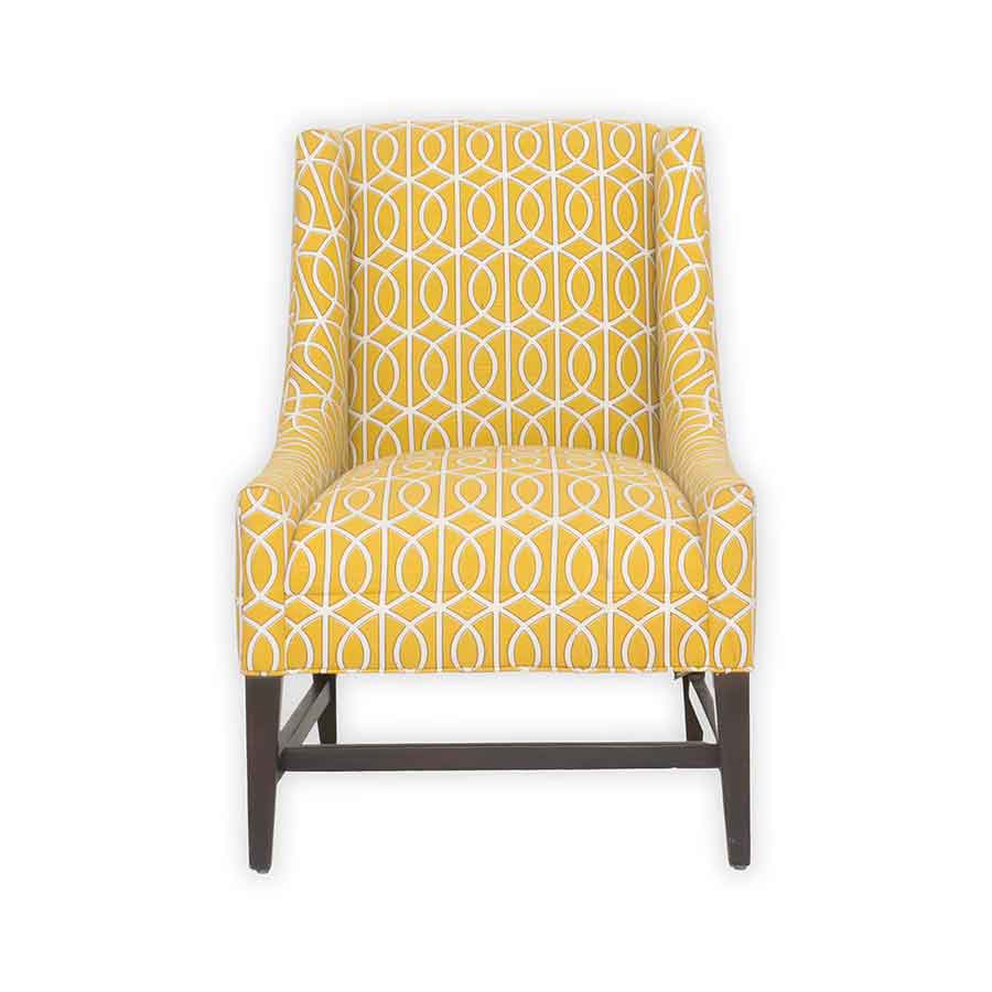 White and Yellow Patterned Chair Rental Prop