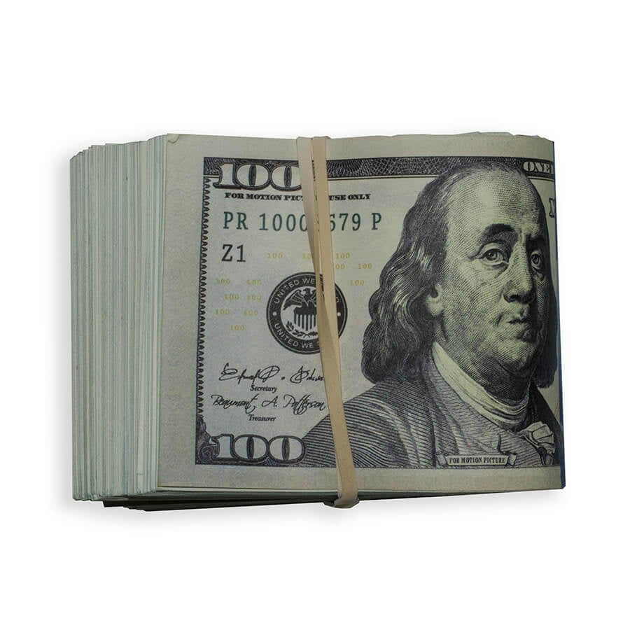 Prop Movie Money - Filler Print Fold of $100s