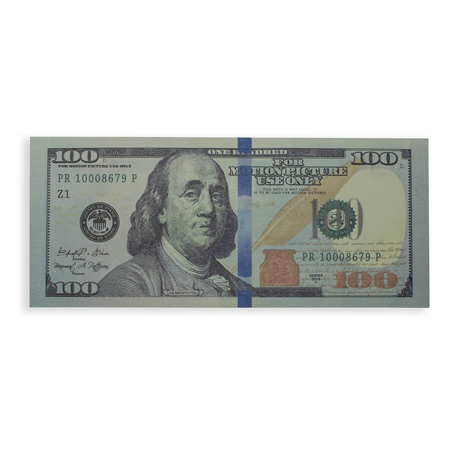 Prop Movie Money - Full Print Stack of $100s