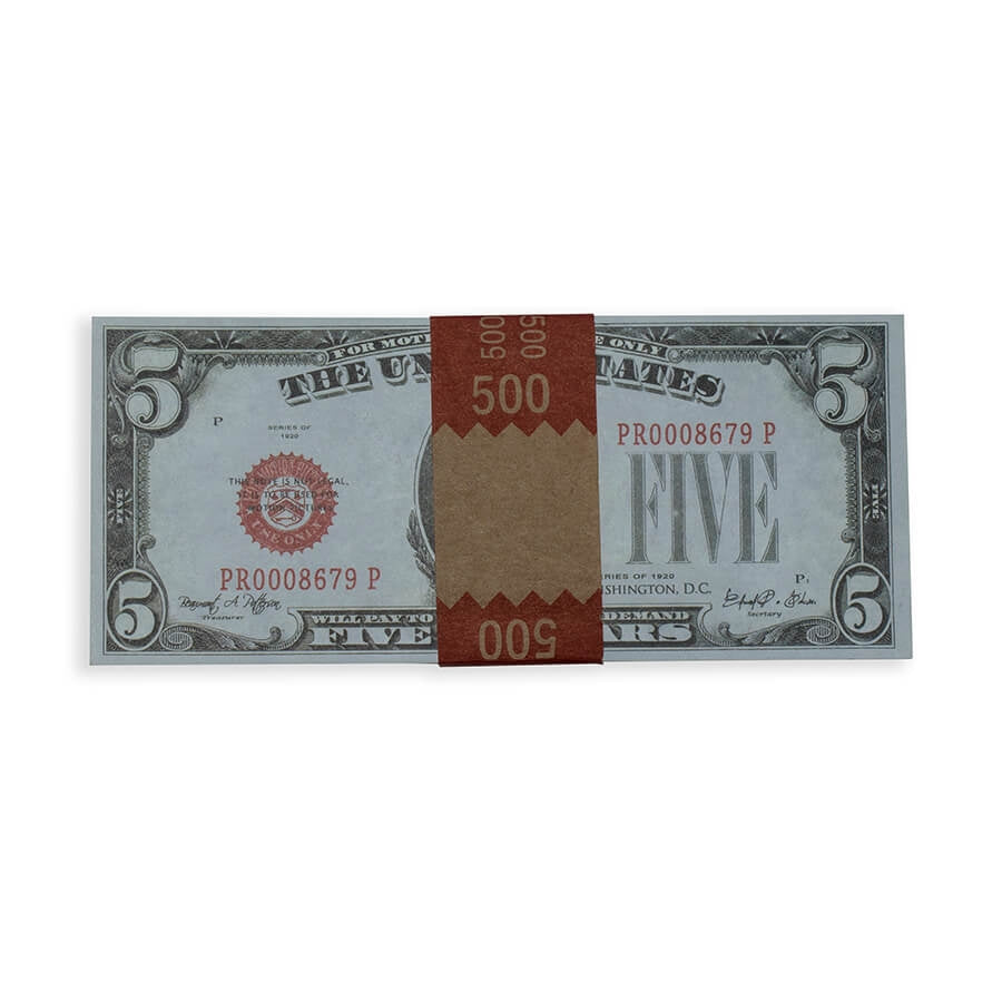 Prop Movie Money - Full Print Stack of $5s -1920s