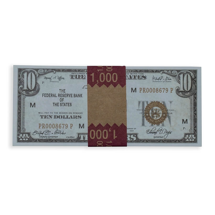 Prop Movie Money - Full Print Stack of $10s - 1920s