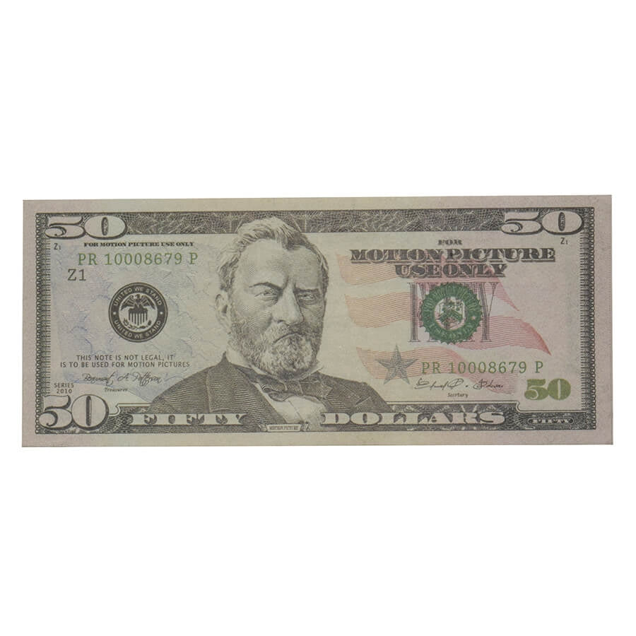 Prop Movie Money - Full Print Stack of $50s