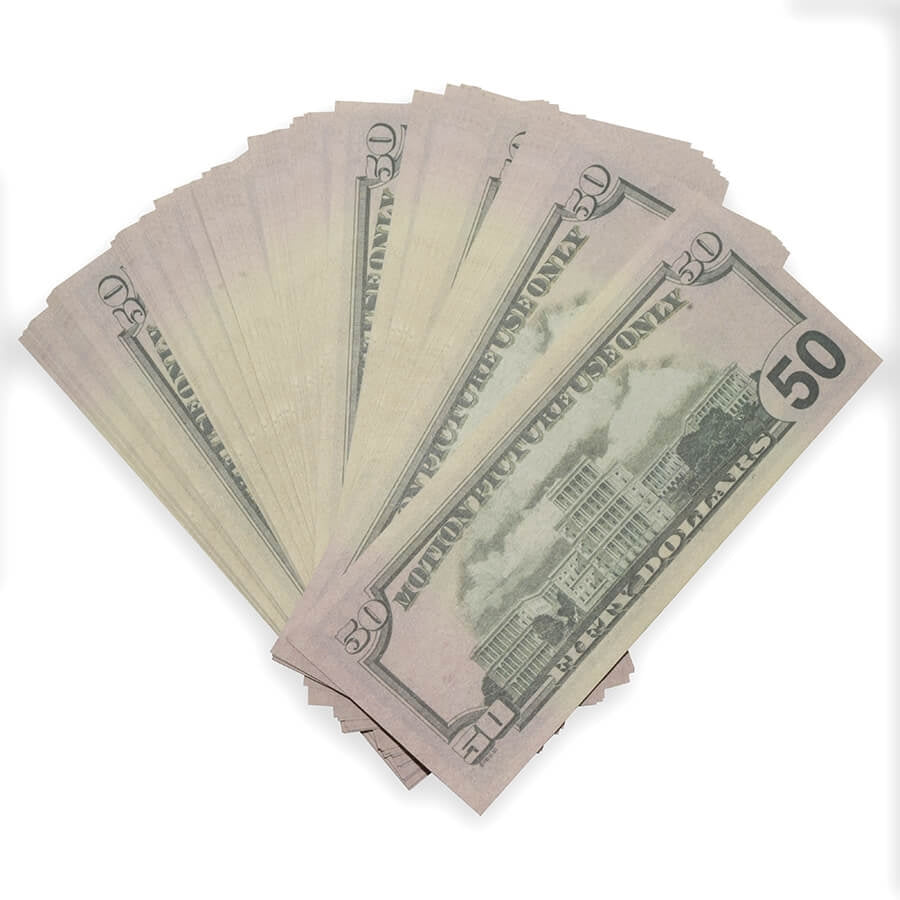 Prop Movie Money - Full Print Stack of $50s
