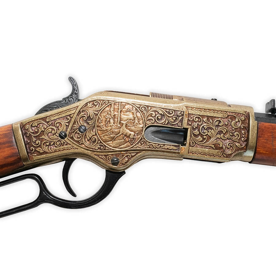 Denix M1873 Lever Action Rifle Replica – Engraved Brass · Western
