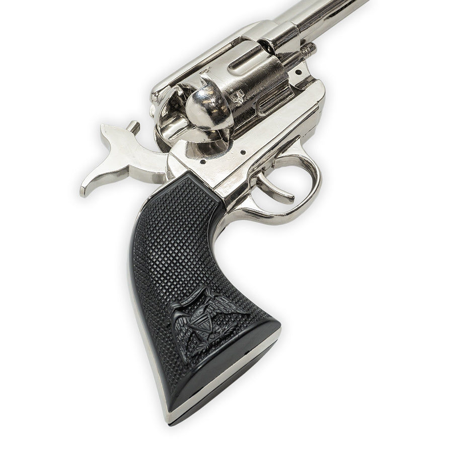 Western Peacemaker Revolver Replica – Nickel Finish, Black Grips