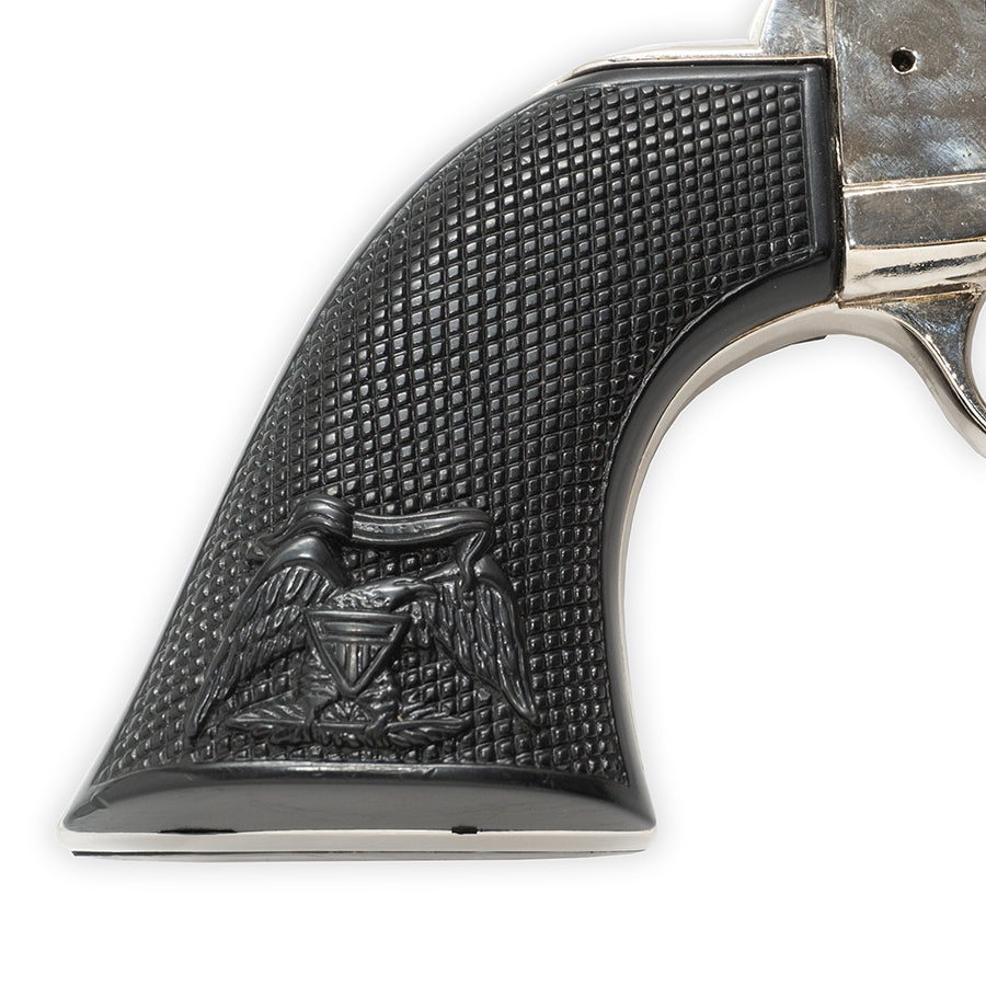 Western Peacemaker Revolver Replica – Nickel Finish, Black Grips