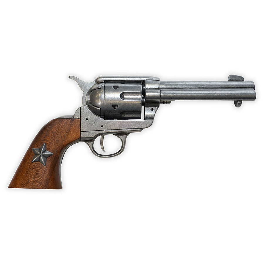 Western Peacemaker Revolver Replica – Gray Finish, Wood Star Grips