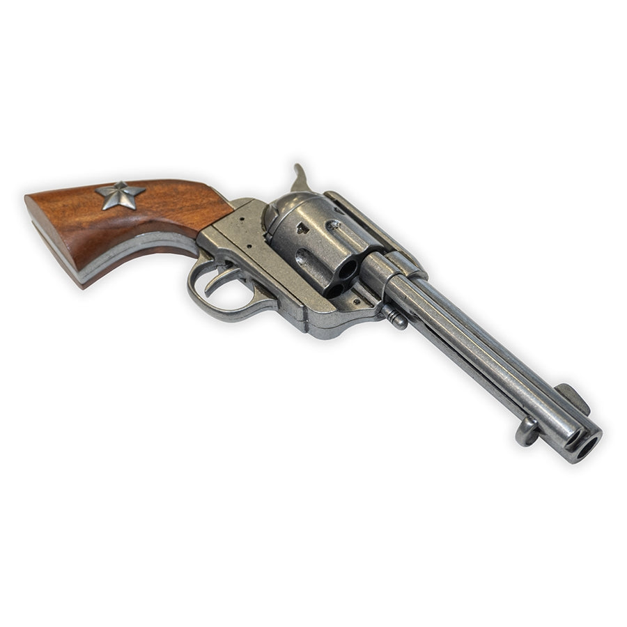 Western Peacemaker Revolver Replica – Gray Finish, Wood Star Grips