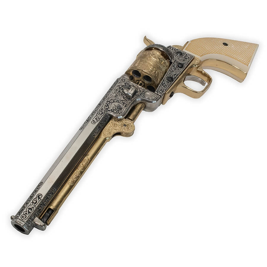 M1851 Navy Replica Revolver – Nickel and Gold – Non-Firing – Denix
