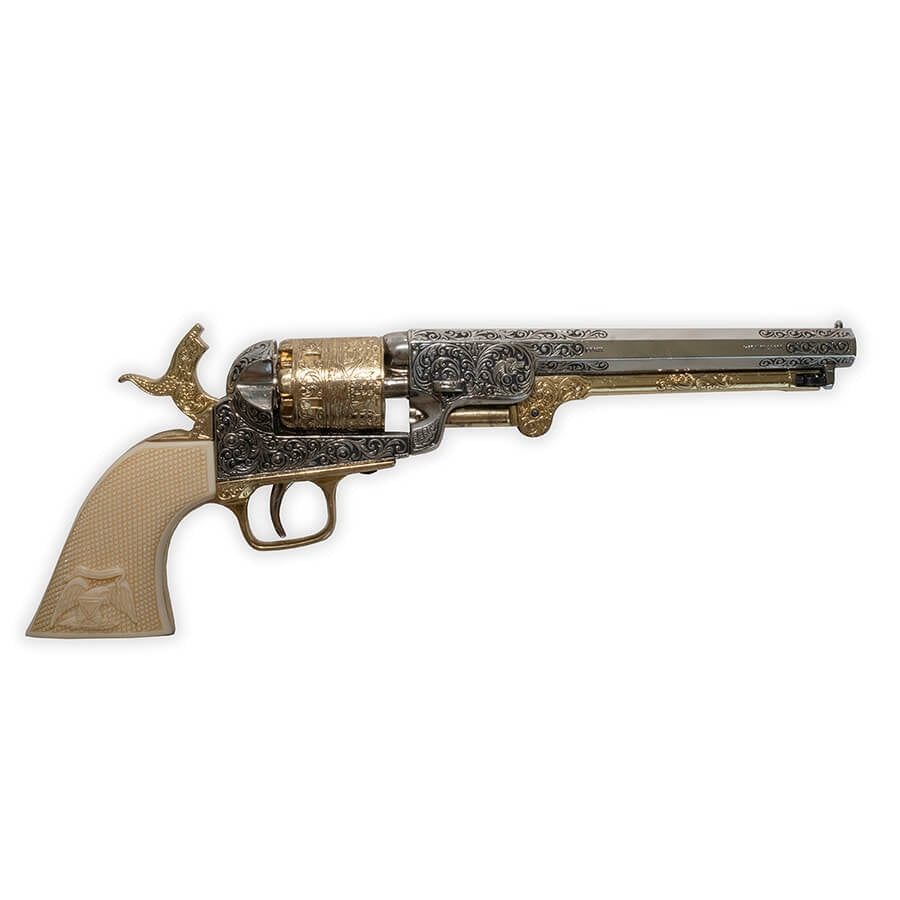 M1851 Navy Replica Revolver – Nickel and Gold – Non-Firing – Denix