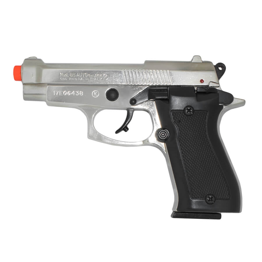 Blank-Firing Semi-Auto Pistol - Beretta 85 Front Fire - Chrome Finish 9mm PAK