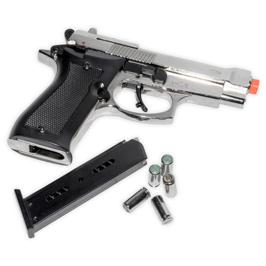 Shop - Beretta 85 - Chrome Finish - Front Fire - WesternStageProps