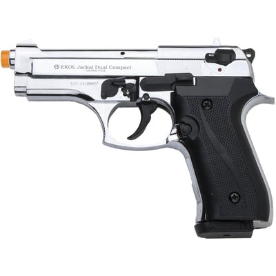 Blank-Firing Jackal Dual Compact Pistol - Full-Auto Front-Firing 9mm PAK - Nickel Finish