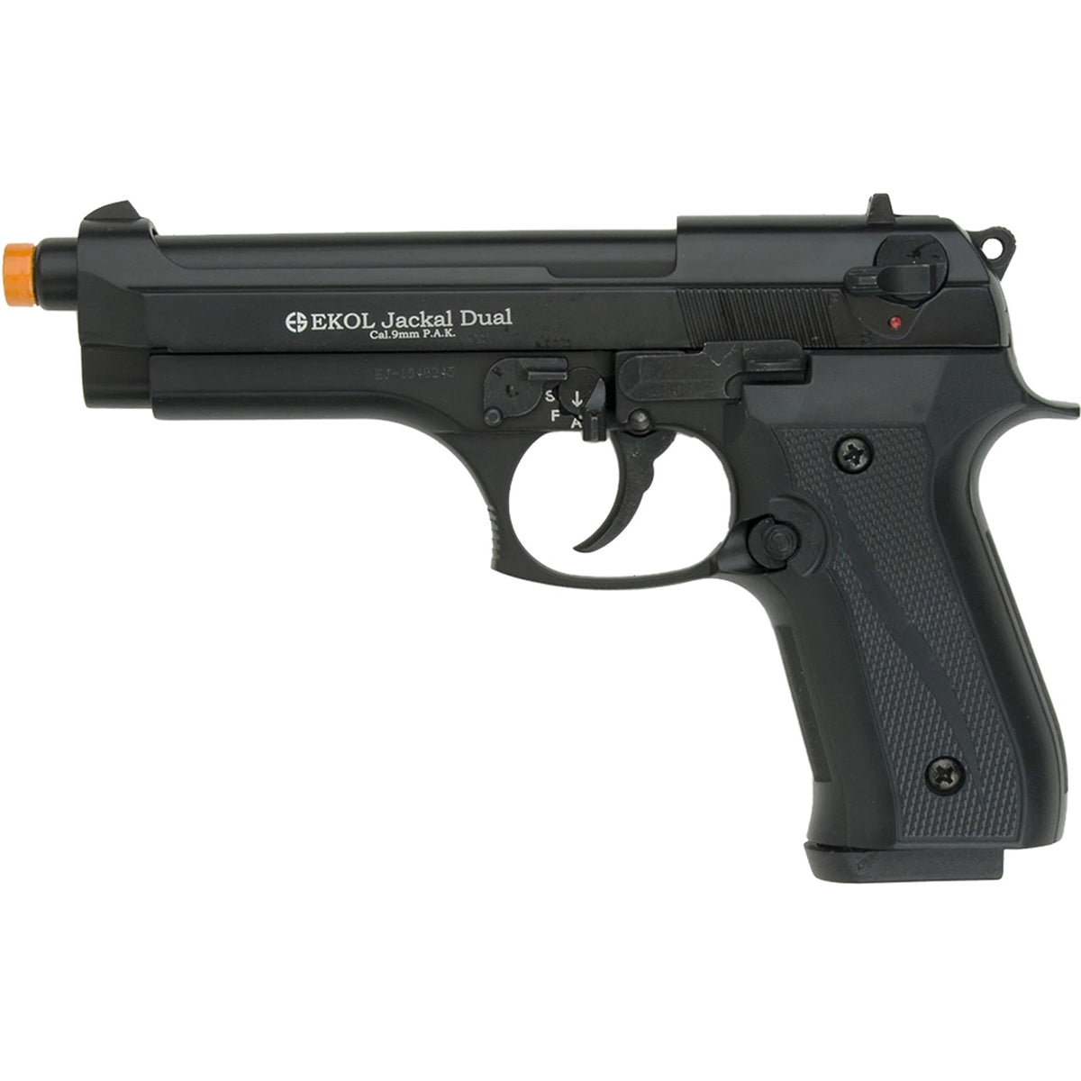 Blank-Firing Pistol - Jackal Dual Magnum - Full Automatic - Front-Firing 9mm PAK - Black Finish