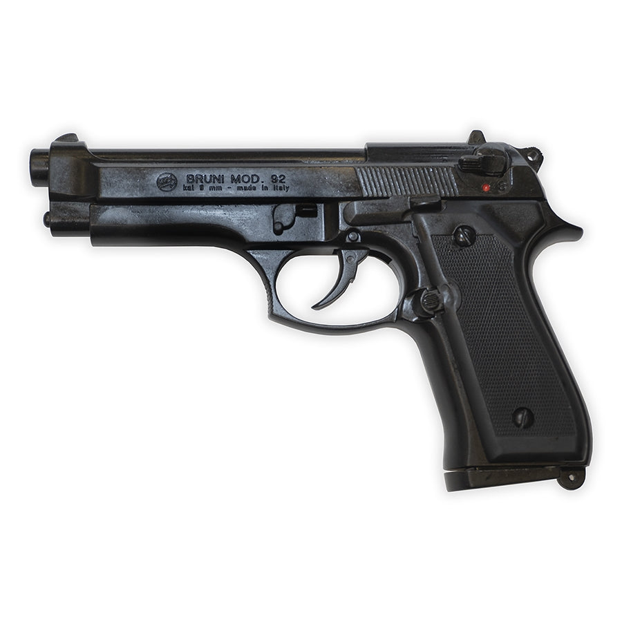 Blank-Firing Bruni Model 92 Pistol - Semi-Auto Top-Firing 9mm PAK - Black Finish