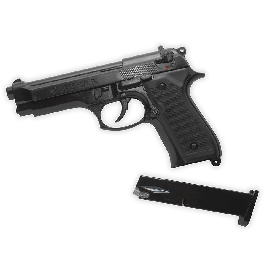 Blank-Firing Bruni Model 92 Pistol - Semi-Auto Top-Firing 9mm PAK - Black Finish
