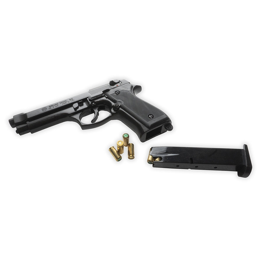 Blank-Firing Bruni Model 92 Pistol - Semi-Auto Top-Firing 9mm PAK - Black Finish